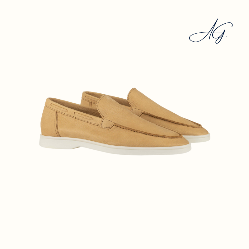 Beige Nubuck Yacht Loafers