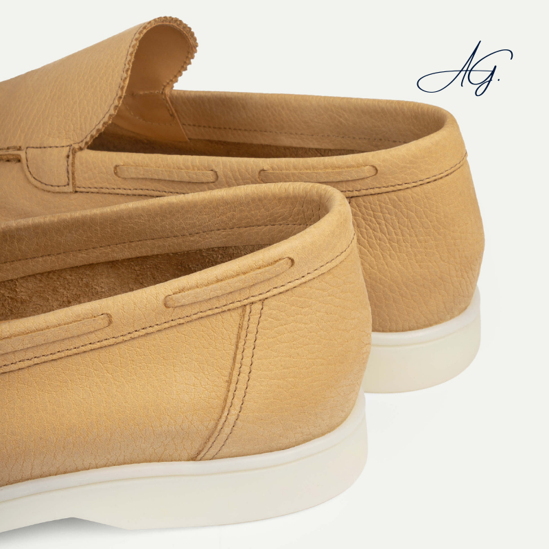 Beige Nubuck Yacht Loafers