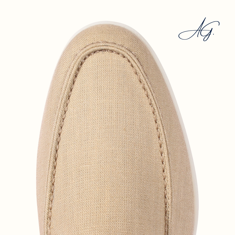 Beige Linen Yacht Loafers